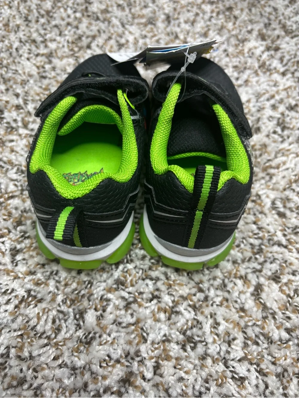 Kids Black & Lime Green Athletic Sneakers - Size 7